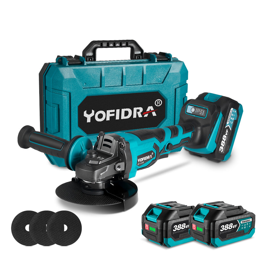 YOFIDRA 125mm Brushless 3-Gear Cordless Angle Grinder - Compatible with Makita 18V Batteries