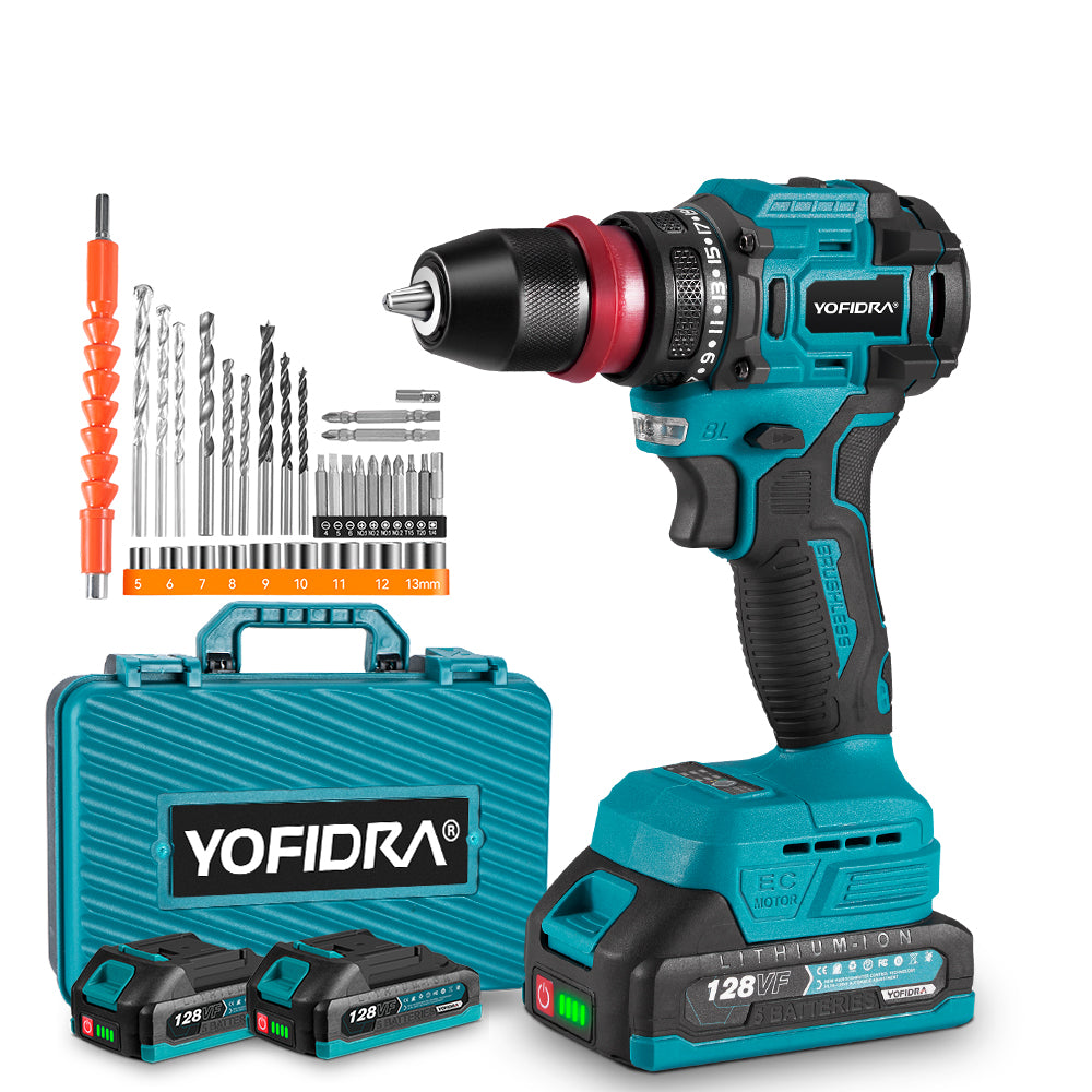 YOFIDRA 2 IN 1 Brushless Cordless Screwdriver/Impact Drill - Compatible with Makita 18V Batteries