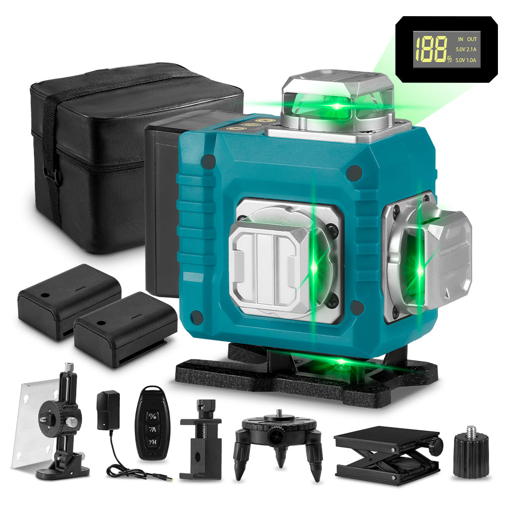 YOFIDRA 4D Green Laser Level: 16-Line, APP Remote, Multi-Angle Measurement