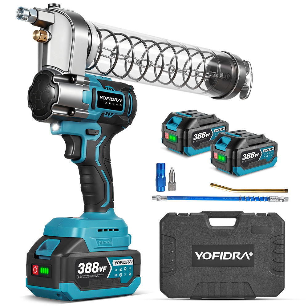 YOFIDRA 2-Speed Brushless Cordless Grease Gun Kit with LED - Compatible with Makita 18V Battery