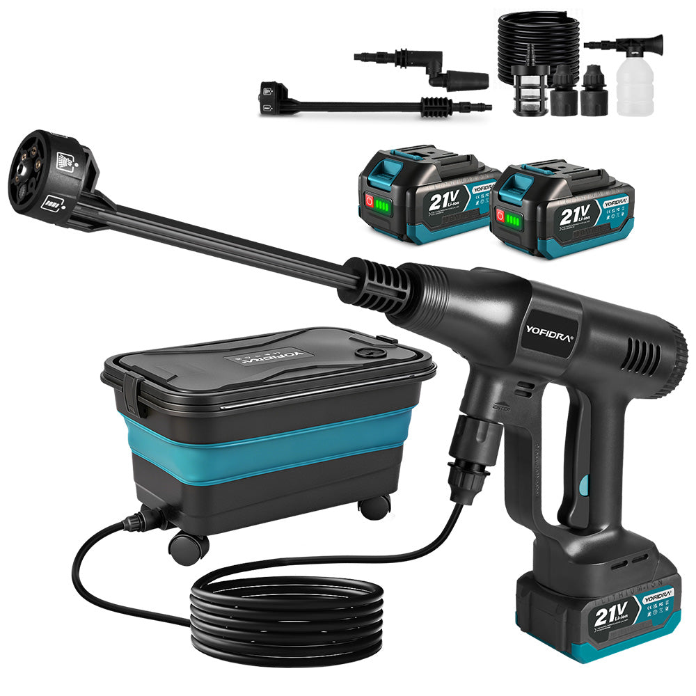 YOFIDRA 18Bar Brushless High Pressure Water Gun for Car and Garden Cleaning - Compatible with Makita 18V Batteries