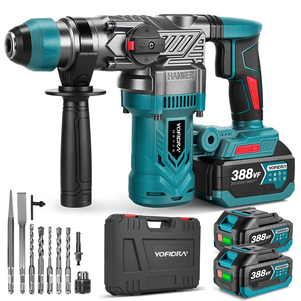 YOFIDRA 26mm Cordless Brushless Rotary Hammer Compatible with Makita 18V Battery