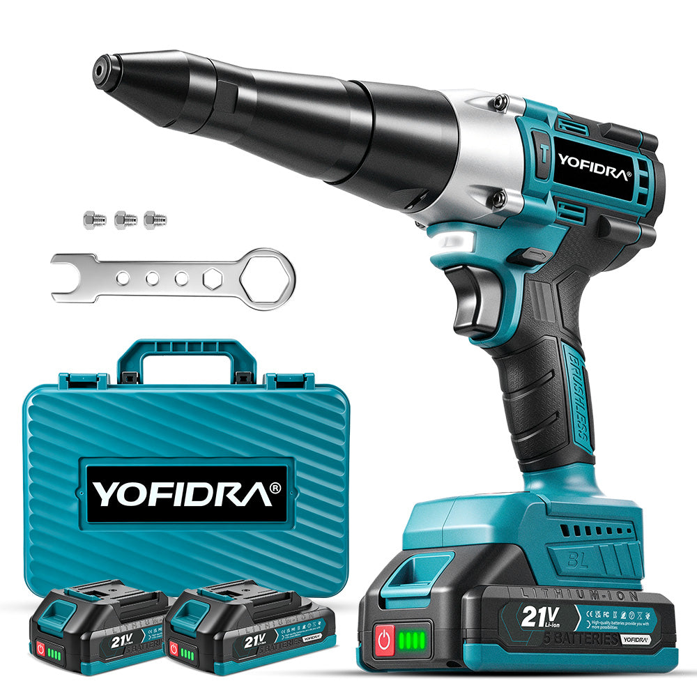 YOFIDRA Remachadora Inalámbrica Sin Escobillas de 3.2-4.8mm con Alta Fuerza de Tracción para Batería Makita de 18V