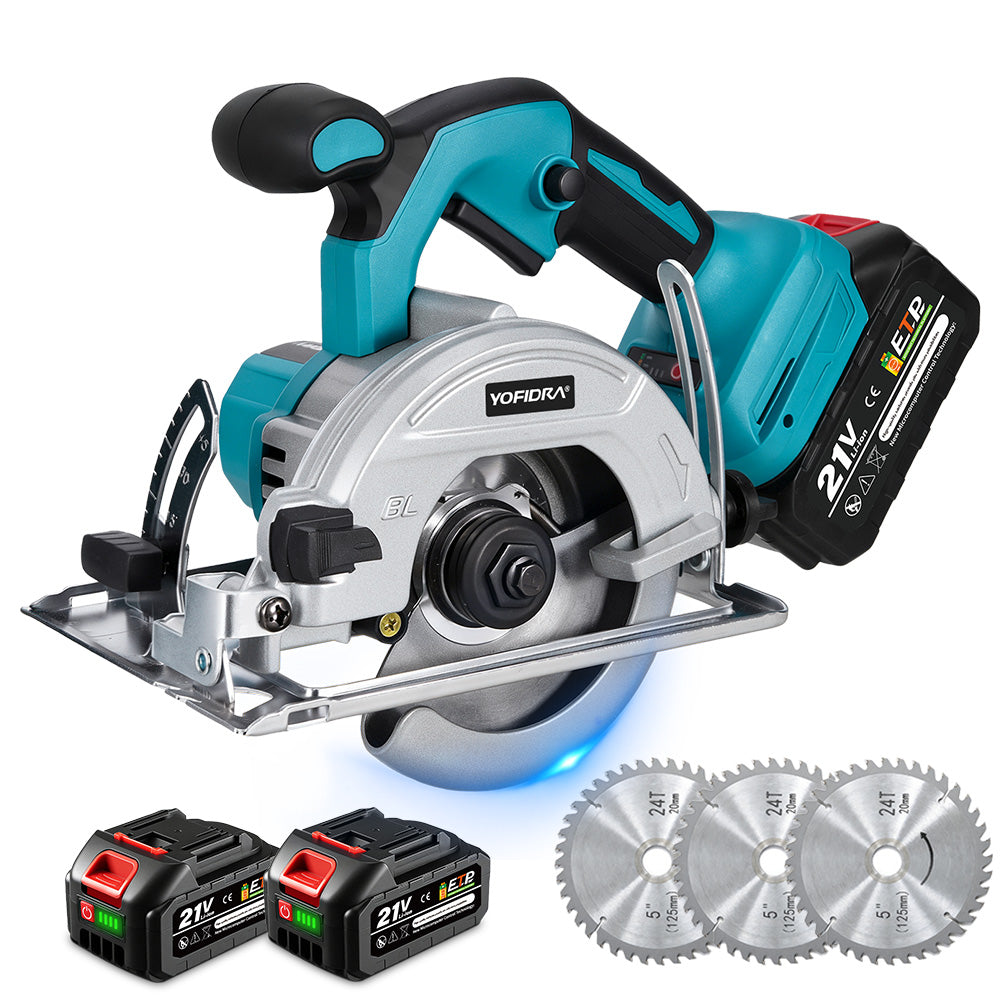 YOFIDRA 125mm Brushless Cordless Electric Circular Saw - Compatible with Makita 18V Batteries