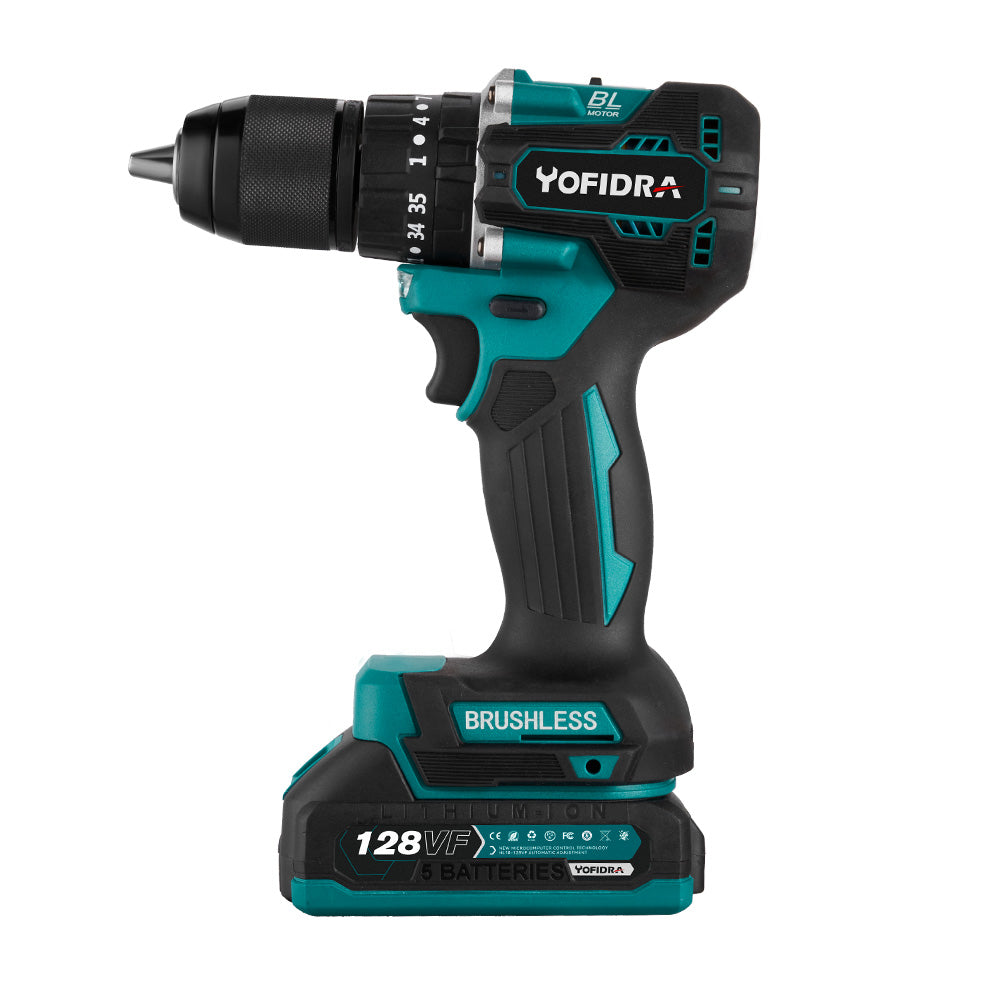 YOFIDRA 13mm Brushless Impact Drill 35+3 Torque Cordless Screwdriver - Compatible with Makita 18V Batteries