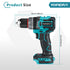 YOFIDRA 13mm Brushless Impact Drill Driver | Anti-Kickback, 2-Speed - Compatible with Makita 18V Battery
