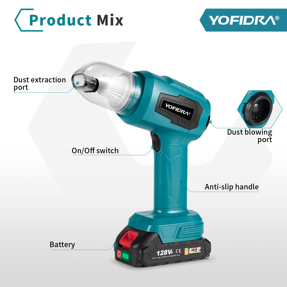 YOFIDRA Dual-Purpose Mini Vacuum Blower- Compatible with Makita 18V Ba