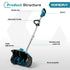 YOFIDRA 13" Cordless Snow Shovel with Brushless Motor, Stainless Steel Tube, Metal Wheels & Nylon Roller