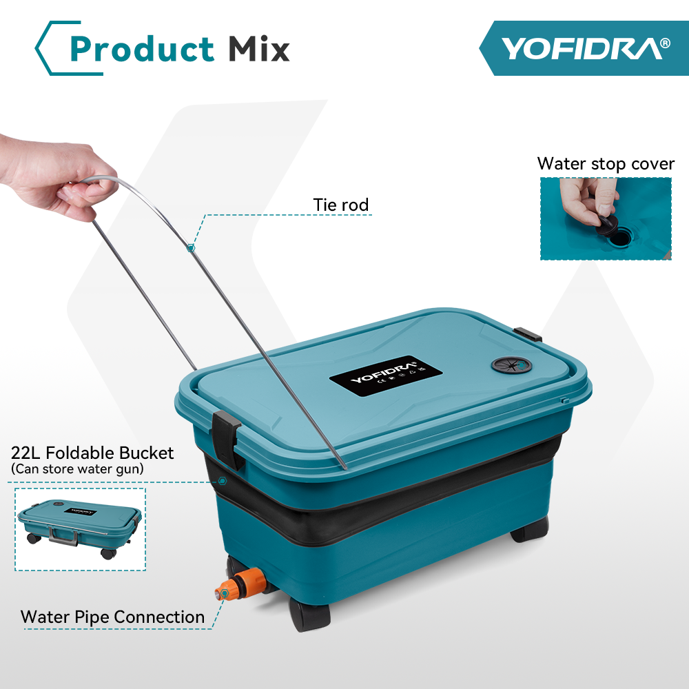 YOFIDRA High Pressure Water Gun Kit with 22L Foldable Bucket - Compati YOFIDRA High Pressure Water Gun Kit with 22L Foldable Bucket - Compati