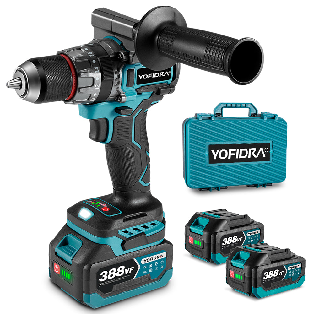 YOFIDRA 13mm Brushless Impact Drill Driver | Anti-Kickback, 2-Speed - Compatible with Makita 18V Battery