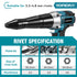 YOFIDRA Remachadora Inalámbrica Sin Escobillas de 3.2-4.8mm con Alta Fuerza de Tracción para Batería Makita de 18V
