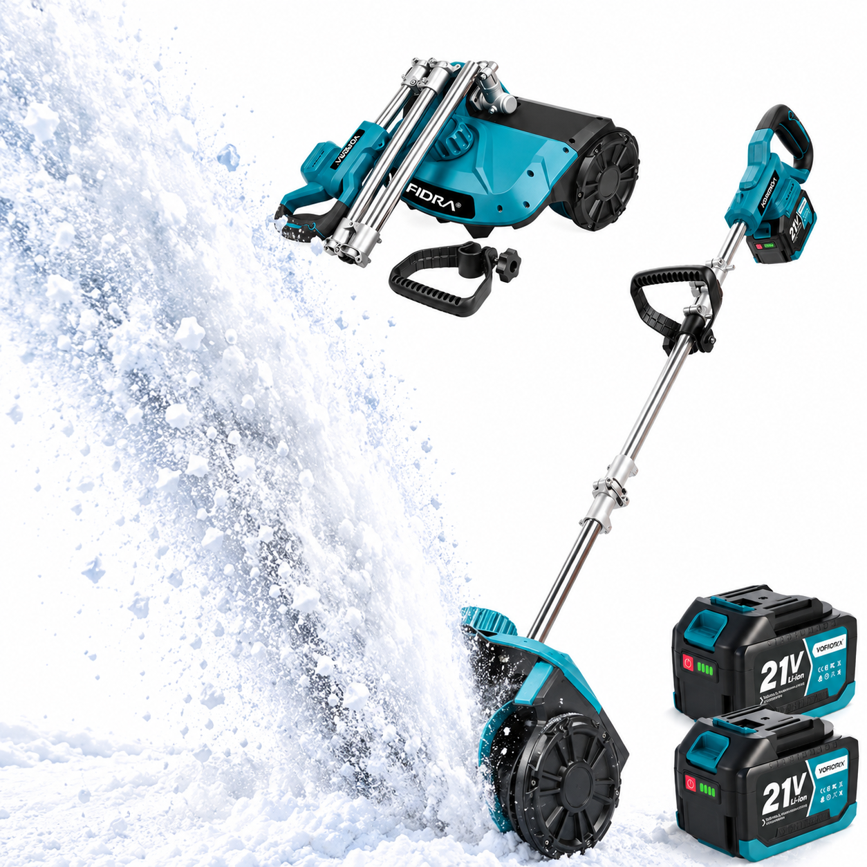 YOFIDRA 13" Brushless Cordless Snow Shovel with Adjustable Chute & 5m Throwing Distance