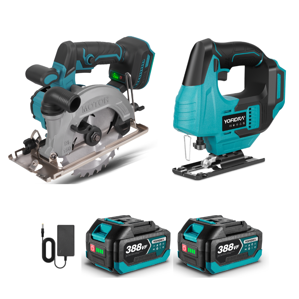 YOFIDRA Cordless 6" Circular Saw & Jigsaw with Blades Combo Kit