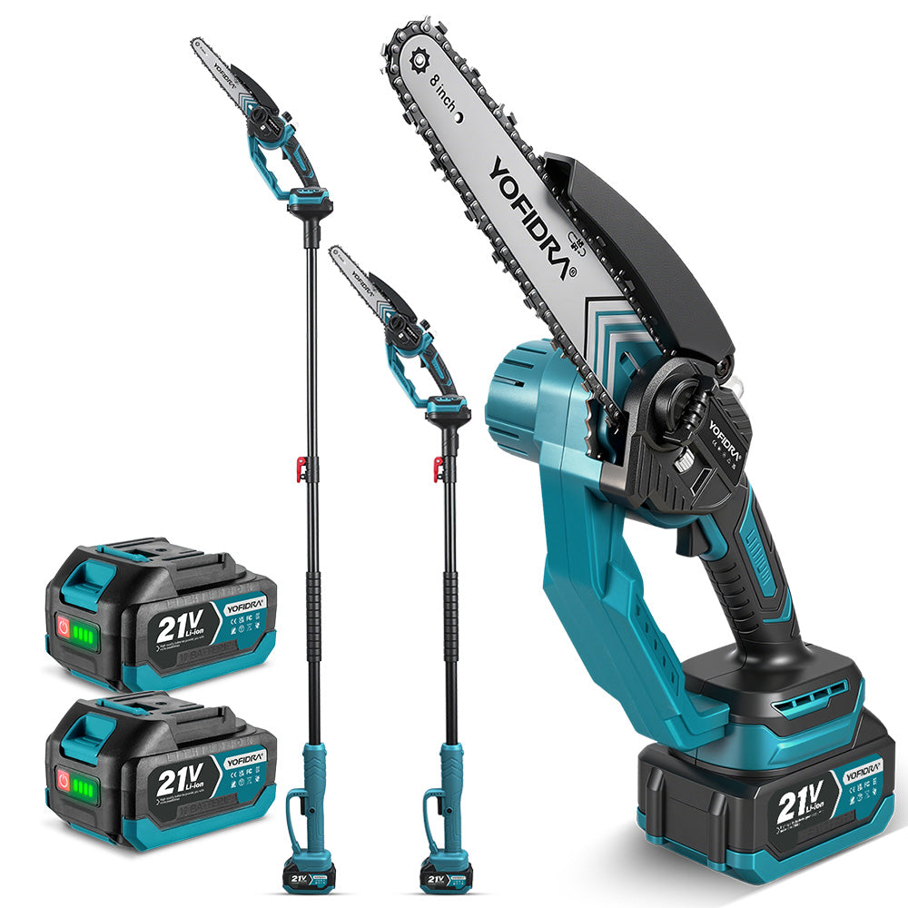 2-in-1 Cordless Pole & Handheld Chainsaw Kit, 8-Inch Brushless, 1.7M Telescopic Pole