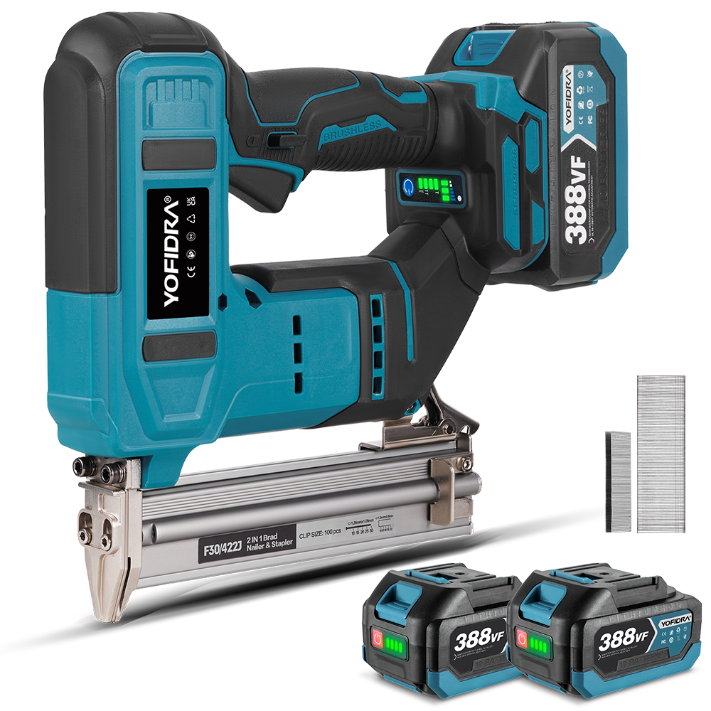 YOFIDRA Brushless 2-in-1 Cordless Nailer (F30/422J) with Nails Stapl