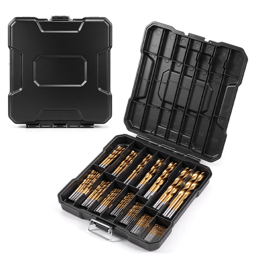 YOFIDRA 99-Piece Titanium-Coated HSS Twist Drill Bit Set