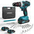 YOFIDRA 10mm Cordless Hammer Drill Driver Kit – 25+3 Clutch, 2-Speed, 24-Piece Set | For Makita 18V Batteries