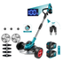 YOFIDRA Cordless Brushless Grass Trimmer & Cutter Kit – LED Display, Emergency Stop, Telescopic Folding Shaft