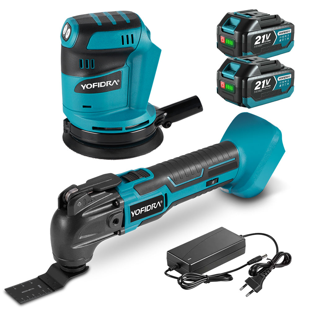 YOFIDRA 18V Brushless Oscillating Multi-Tool & 125mm Random Orbital Sander Combo Kit