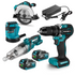 YOFIDRA Kit de Herramientas Inalámbricas Combinadas de 18V sin Escobillas – Taladro, Sierra Circular, Lijadora y Aspiradora