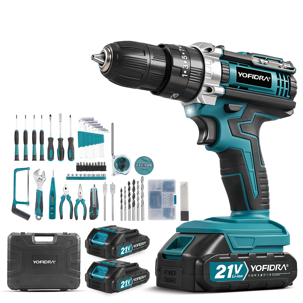 YOFIDRA 25+3 Torque 3-in-1 Cordless Drill Driver Set (32/53 Pcs) - Compatible with Makita 18V Battery