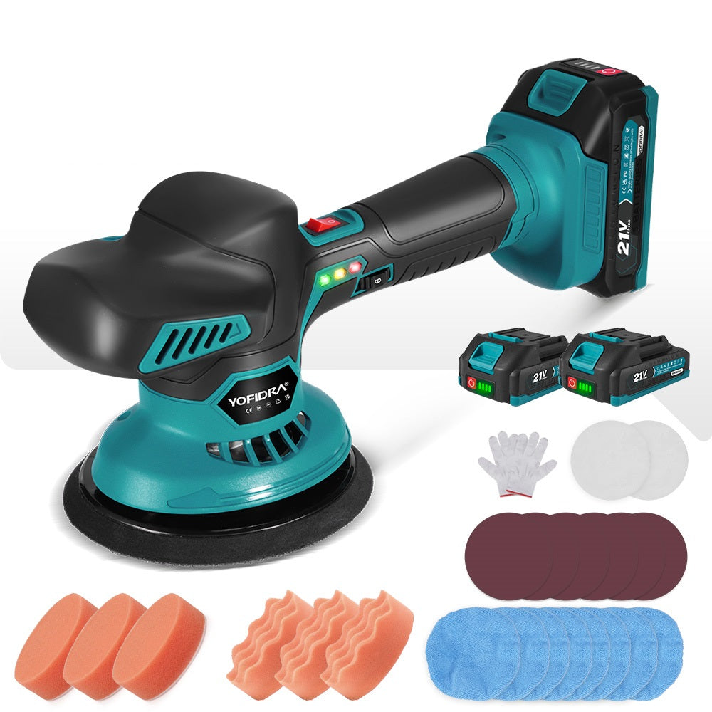 YOFIDRA 21V Cordless Car Polisher 150mm – 8mm Random Orbital Action, 6-Speed Control, Lightweight Design
