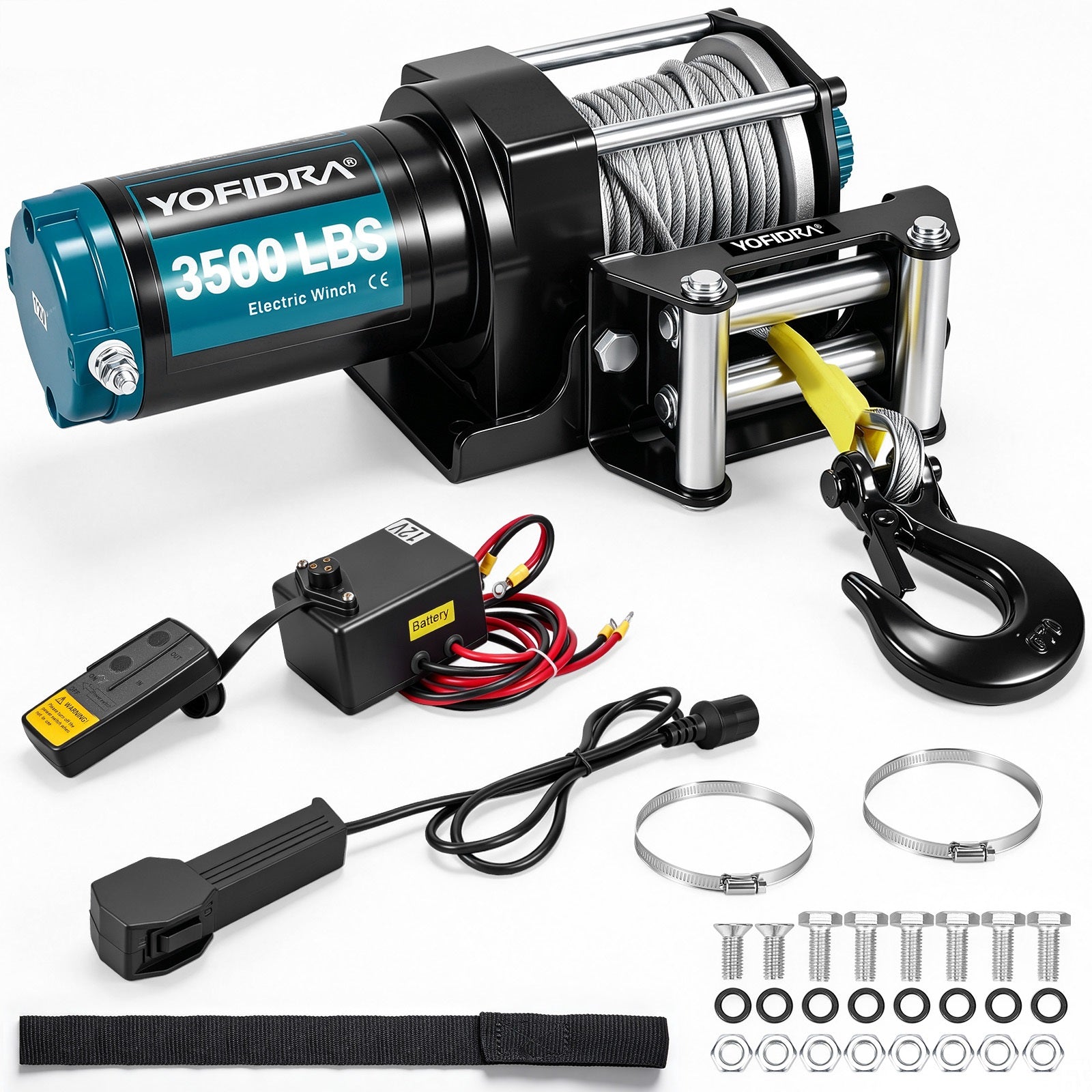 YOFIDRA 3000LBS Electric Winch 12V DC ATV/UTV Winch with 7.5M Steel